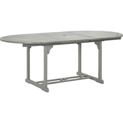 INLIFE Table de jardin Gris 200x100x74 cm Bois d'acacia massif (1/5)