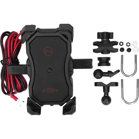 Support de chargeur téléphone QC3.0 USB + recharge rapide sans fil universel DC12-24V pour moto (1/5)