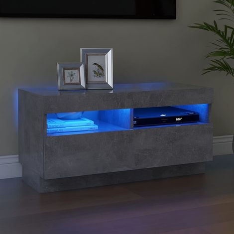 Mobile Porta TV con Luci LED Grigio Cemento 80x35x40 cm vidaXL