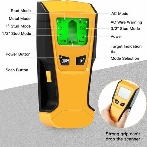 Détecteur de Mur 3 en 1, Scanner Électronique de goujons, Détecter Métaux, Fils Électrique, Humidité, Studs en Bois dans Murs, Sols et Plafonds, Bip sonore, Écran LCD Rétroéclairé (1/3)