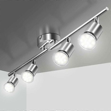 Plafonnier LED 4 spots orientables, éclairage de plafond avec 4 spots LED GU10 à angle réglable, luminaire 220 V pour éclairage intérieur de chambre. (1/5)