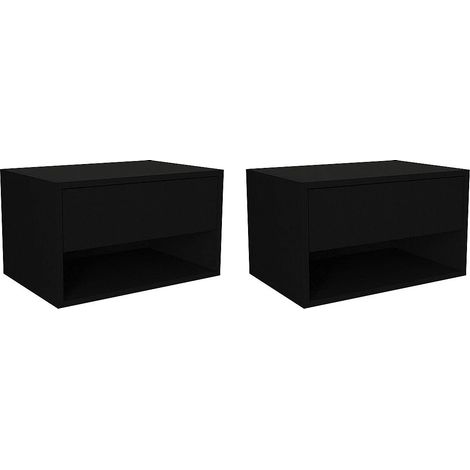 Comodino sospeso 1 cassetto e 1 nicchia Nero - Lotto di 2 - RITAMI (1/5)