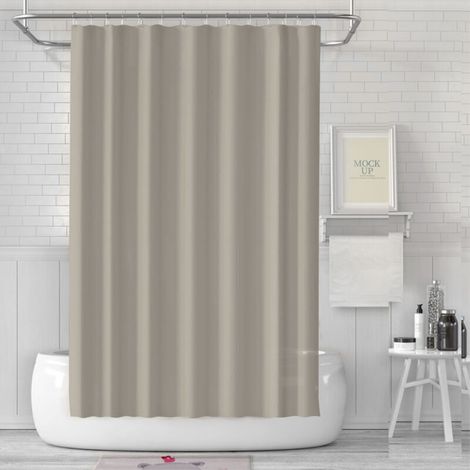 Rideau de Douche Anti-Moisissure 180 x 180 cm en Polyester Imperméable et Lavable avec Crochets – Couleur Taupe (1/5)