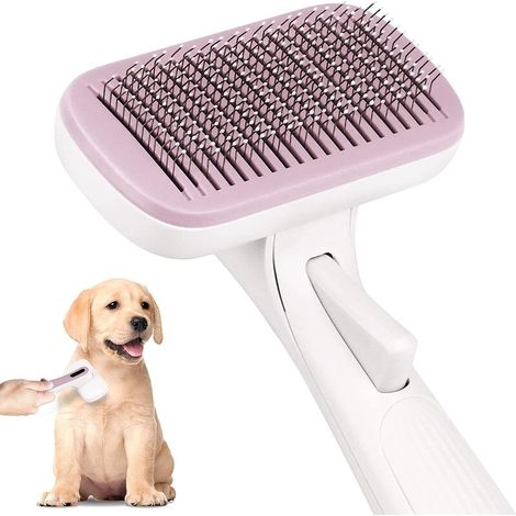 Brosse Anti Poils Animaux Brosse Chat Idéal pour Les Animaux de Compagnie pour Enlever la Saleté Quotidienne des Fourrures pour une Bonne Santé et Beauté (Rose) (1/5)