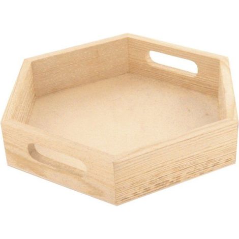 MégaCréa DIY - Plateau en bois hexagonal 20 x 18 x 4 cm