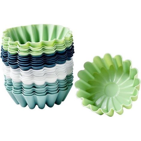 Stampi per crostate 6,5 x 6,5 x 2,5 cm, set da 24 pezzi, stampi per crostate in silicone, stampi da forno per muffin, torte, pasticcini e budini, stampi per muffin riutilizzabili per (1/5)