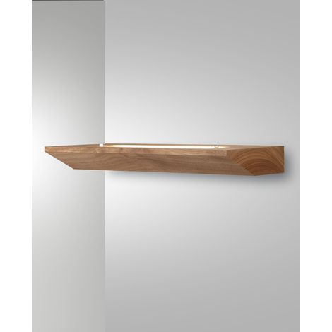 Linus Lampada da Parete in Metallo Legno e Vetro, 14W LED Integrato, 3000K Warm White, Dimmerabile a Taglio di Fase, Finitura Quercia, IP20