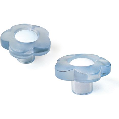 Pomo de plástico con acabado azul, dimensiones: 34x34x20mm Ø: 34mm - (1/3)