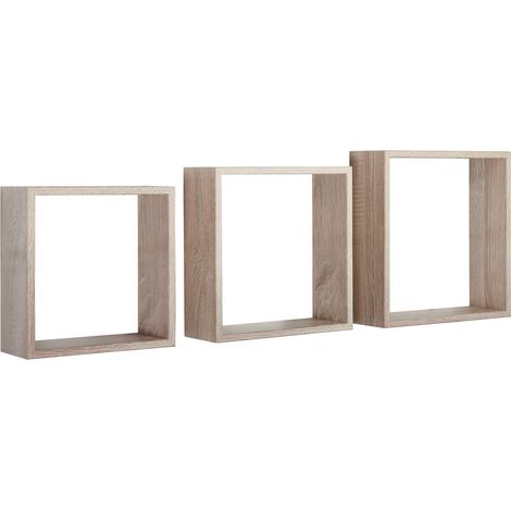 Set 3 Mensole da Parete Cubo in Fibra di Legno Incubo Slim Rovere Sagerau (1/5)