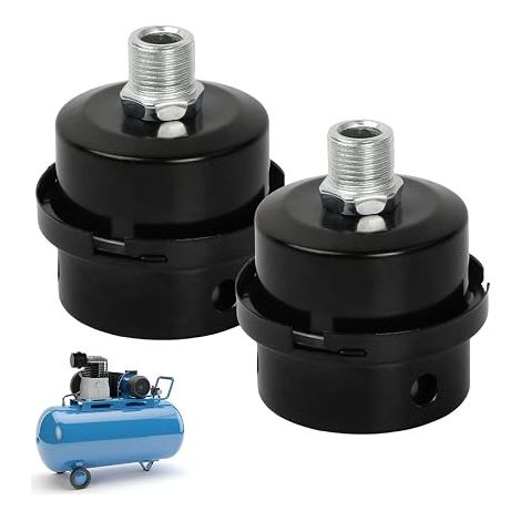 2pcs Compressor Silent Filter, Air Filter for Compressor, 3/8" 16mm Thread Metal Air Compressor Air Filter, Muffler for Air Compressor, Suction Filter Muffler (1/5)