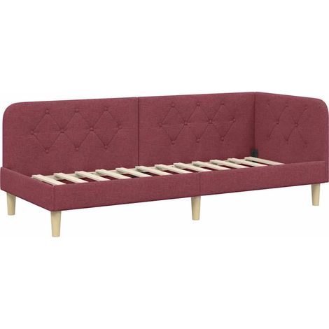 Corner Bed Frame Wine Red 80 x 200 cm Fabric vidaXL