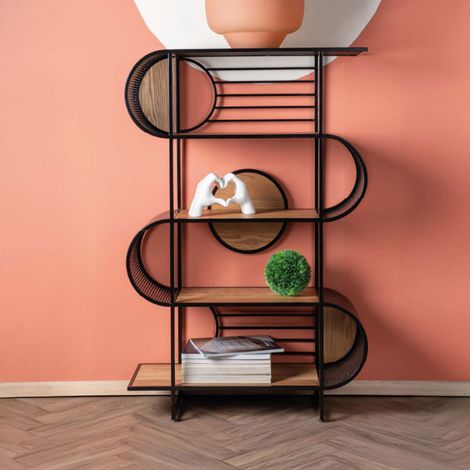 Etagère spline 80x30x123cm en métal et bois - VOLTA