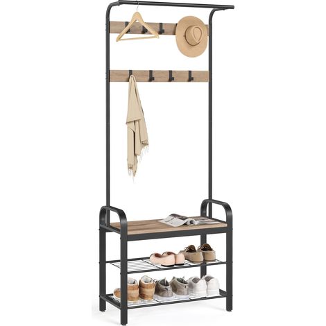 Porte-Manteau avec Étagère à Chaussures, 4-en-1, Vestiaire (1/5)