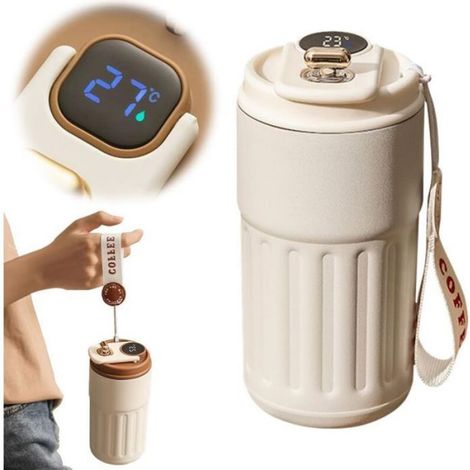 Thermos à café avec affichage de la température, bouteille d'eau en acier inoxydable pour boissons chaudes, tasse de voyage (1/3)