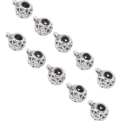 10 perles creuses en alliage argenté pour tresses, barbe et dreadlocks, idéales pour la création de bracelets, colliers et bagues.