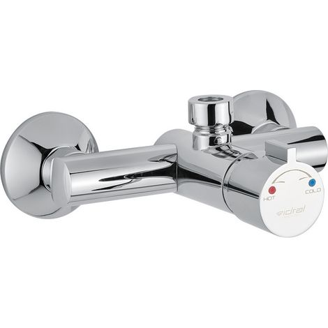 Mezclador termostático temporizado de pared serie 908 con mando por pulsador - Idral