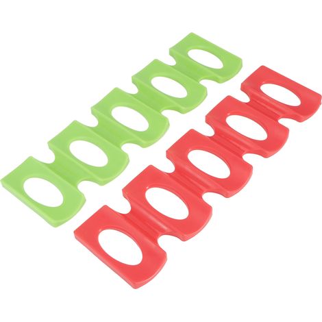 Lot de 2 supports empilables en silicone pour bouteilles de bière, canettes et bouteilles de vin, tapis de réfrigérateur rouge et vert (1/5)