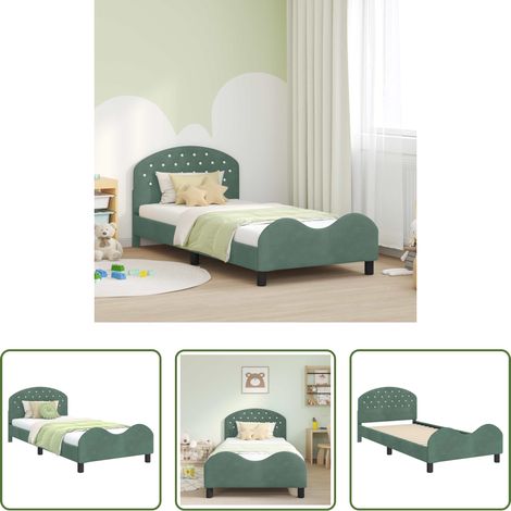vidaXL Meergrün -  Kinderbettgestell mit Kopfteil Meergrün 90 x 190 cm Samt