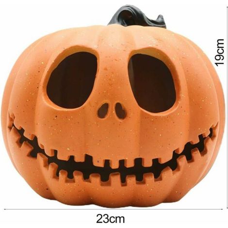 Lanterne Citrouille - LED - Décoration Halloween - Plastique - 23 x 19 cm - Orange