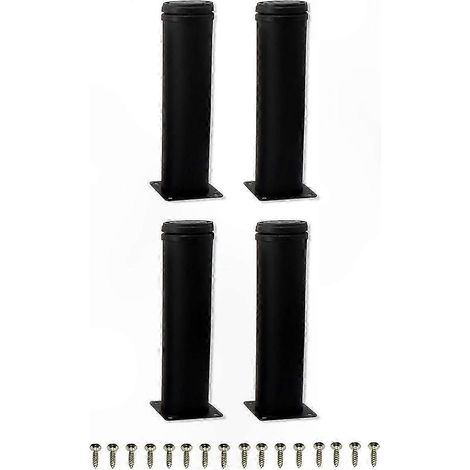 Un ensemble de 4 pieds de meubles réglables en métal, de 20 cm de haut, avec un revêtement noir durable, convenant aux canapés et aux tables. (1/5)