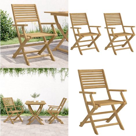 Chaises pliables de jardin lot de 2 bois massif d'acacia - Chaise De Jardin - Fauteuil De Jardin - Mobilier De Jardin - Acacia Massif - Chaise Pliante - Home & Living (1/5)