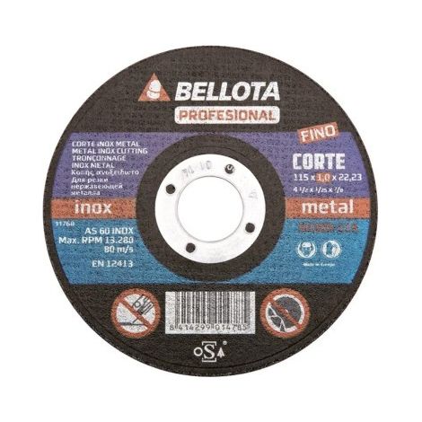 DISCO CORTE INOX 125X1X22 MM BELLOTA