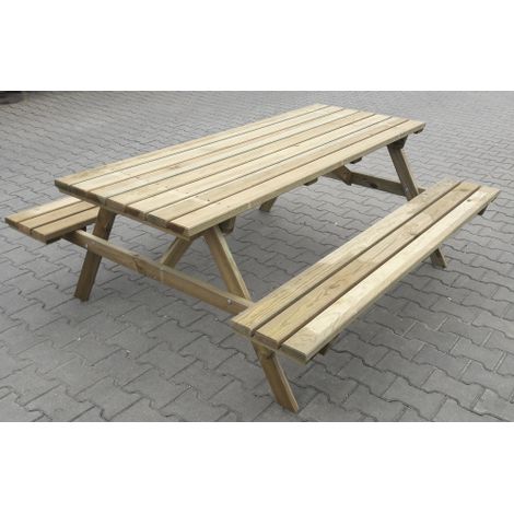 Set pic-nic eco tavolo e panche cm 180x160x71 in legno levigato da giardino esterno