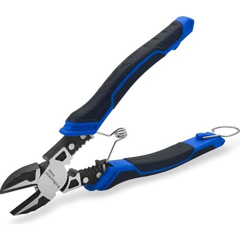 Pince coupante 3 en 1 avec pince à dénuder et sertir multifonction coupante diagonale avec ressort et verrouillage de sécurité - Pince coupante latérale robuste pour électricien et maison (1/5)