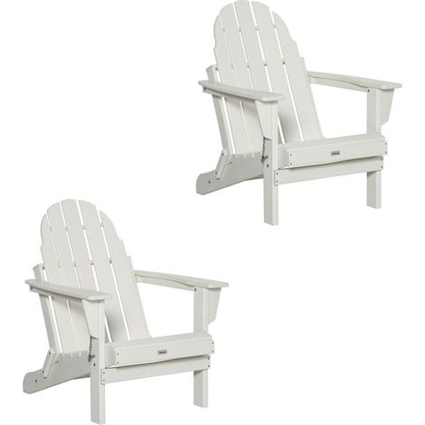 2er-Set adirondack Gartenstuhl faltbar 75x87x93cm, weißer Gartensessel für Balkon & Gartenmöbel