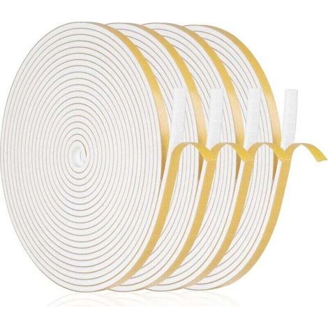 Joint Fenetre Isolation Anti Froid, 20m Joint Porte d'entrée Mousse Adhésif 6 x 3mm Bande Etancheite Autocollante Isolant Fenêtre Contre le vent, Anti pluie, Anti-bruit (Blanc)