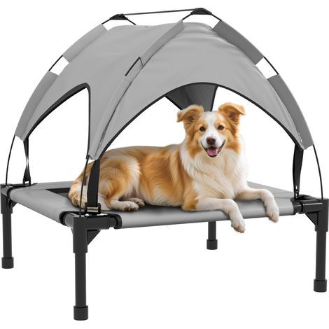 Lit pour chien chat sur pieds grand confort velum anti-UV oxford sac de transport inclus 76 x 61 x 69,5 cm gris (1/5)
