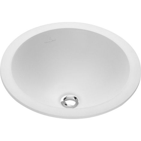 Loop & Friends, Lavabos encastrables desde arriba, Diámetro: 535 mm, redondo, pared exterior esmaltada, sin plataforma para grifería, con rebosadero, Porcelánico sanitario White CeramicPlus