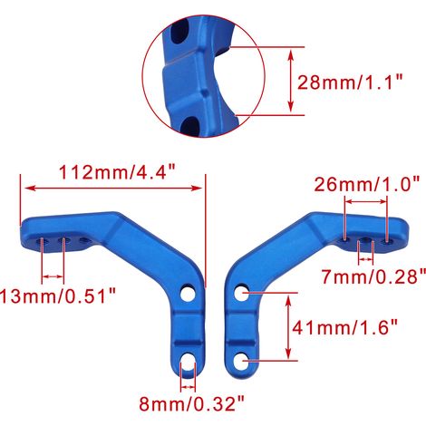 Blaues universelles Motorradzubehör: Handschutzhalterung und Lenkerrohrkappe, passend für 28-mm-Lenkerrohre. (1/4)