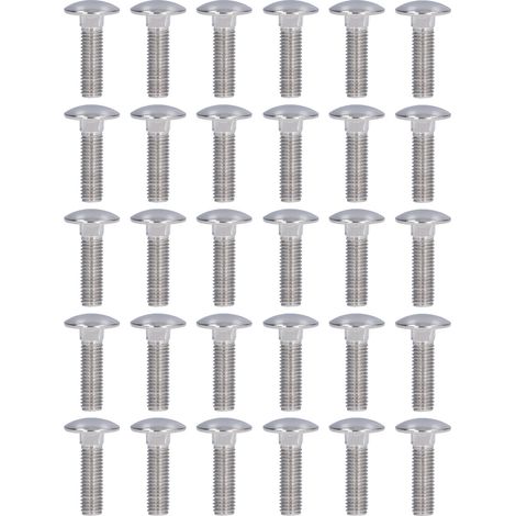 Lot de 30 vis à tête ronde collet carré en acier inoxydable A2‑70 M10x35 pour machines (1/5)