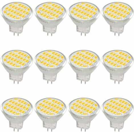 MR11 GU4 Ampoule LED lumière lumières DC/AC 10–30V 3 W, 12V, 24V, 30W Ampoule halogène équivalent, 400 lumens, Blanc chaud 3000K, LED de remplacement pour kit, jardin, intérieur, (lot de 12) (1/4)