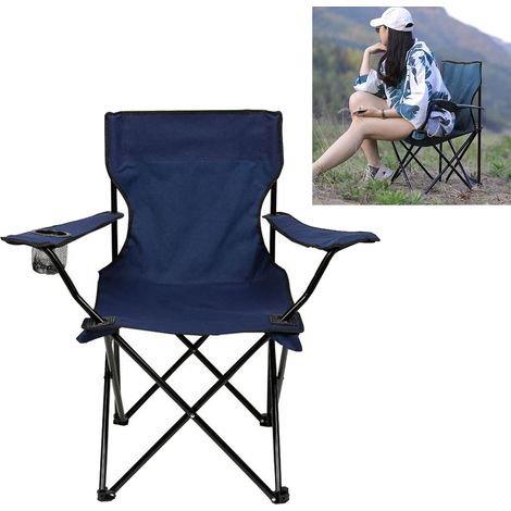 Chaise pliante portable, légère, mobile, robuste et confortable pour le camping, la pêche, le barbecue et la randonnée (noire) (1/5)