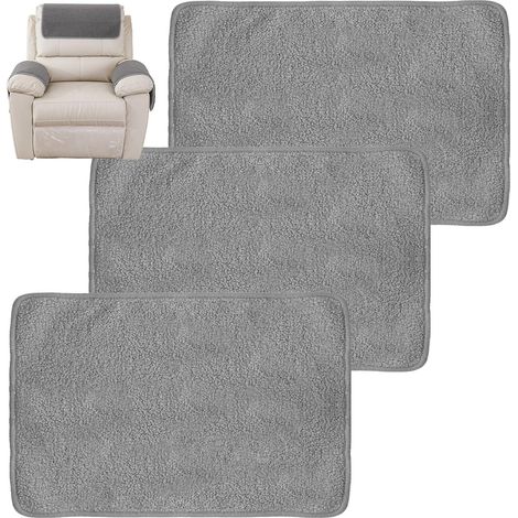 Juego de 3 fundas de poliéster suave para reposacabezas de sofá, reposabrazos y sillones reclinables