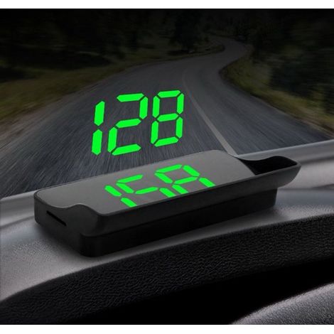 Compteur de vitesse pour voiture avec alimentation USB et affichage tête haute couleur verte (1/3)