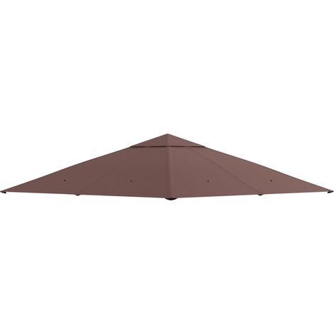 Toiture de remplacement pour pavillon de jardin, polyester, 2,98 x 2,95 m, couleur café, adapté pour l'extérieur