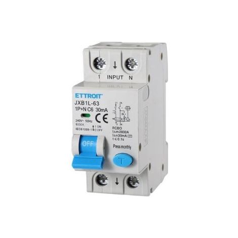 Interruttore Magnetotermico Differenziale 1P+N 6A 6KA 30mA 220V Occupa 2 Moduli DIN