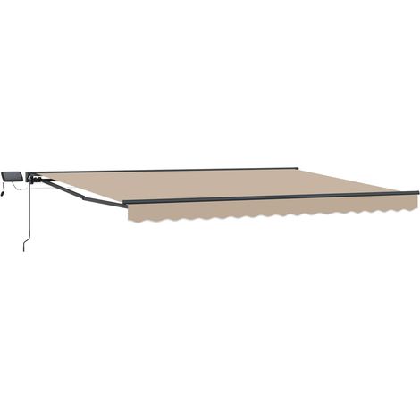 Manueller Markisenrahmen mit LEDs Beige 5 x 3,5 m