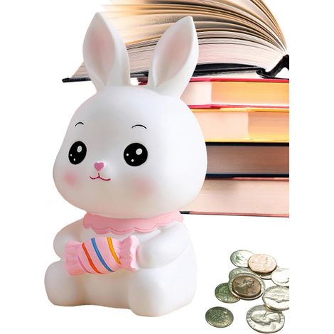Hucha de conejo, adorable alcancía, estatua de escritorio irrompible para niños y niñas, Año Nuevo, Cumpleaños