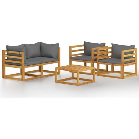Maison Exclusive - 5-tlg. Garten-Lounge-Set mit Auflagen Massivho