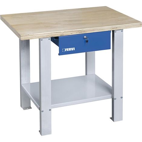 Werkbank mit Holzplatte und 1000 mm Schublade Fervi b022/10