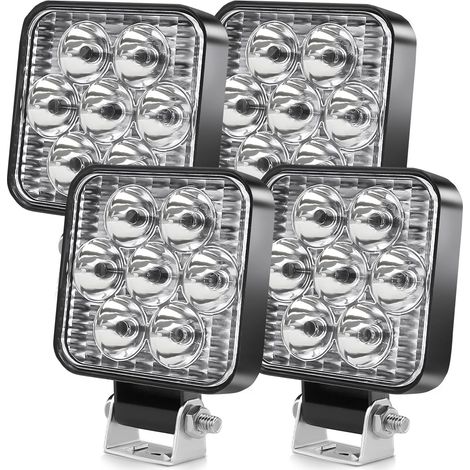 2,5 pouces 24W LED lampe de travail 12V 24V, 4 carrés LED lampe de travail ip68 6000k pour véhicules hors route ATV berline UTV SUV, camions, motos, machines agricoles, tracteurs [Classe d'efficacité 