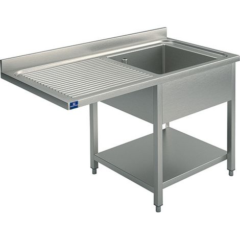 Plonge Sur Piètement Avec Étagère Inférieure, Place Pour Lave-Vaisselle, 1 Bac à Droite, 1200X600 mm - Mastro