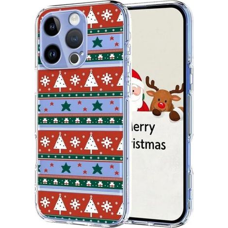 Coque iPhone 16 Pro - Compatible MagSafe - En TPU Souple - Protection Antichoc - Motif Noël - Rouge et Blanc - Unité (1/5)