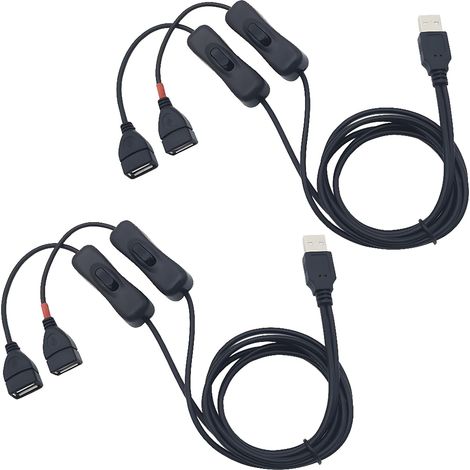 m langes, Y-förmiges USB-Splitterkabel mit Doppelschalter, USB-Verlängerungskabel (Stecker auf Buchse), Datenkabel, kompatibel mit USB-Kopfhörern, USB-Schreibtischlampen, LED-Streifen (2 Stück) (1/4)