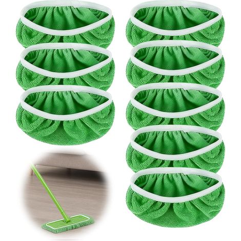 Ruvan Chiffon De Vadrouille Réutilisable, 8 Chiffons Lingettes Reutilisable, Lingettes Compatibles Balai Et Mop, AdaptéEs À Tous Types De Sols (25,4x11,5 Cm) (1/5)