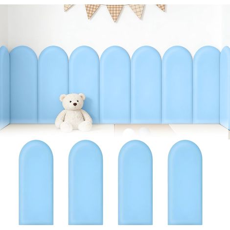 Lot de 4 panneaux muraux 3D rembourrés et autocollants - 20 x 40 cm - Rembourrage mural et coussin mural en polyuréthane imperméable - Comme tête de lit et protection contre les collisions - Pour (1/5)